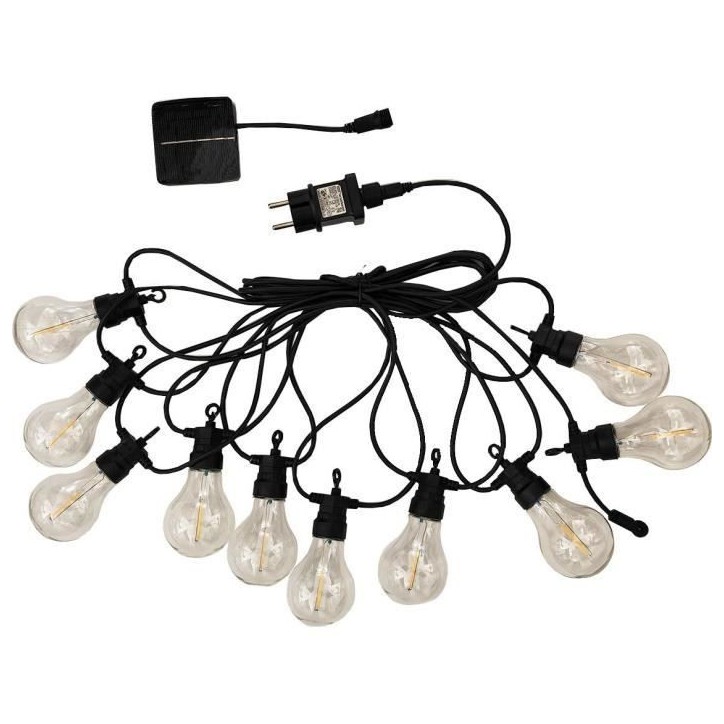 Guirlande lumineuse extérieur - LUMISKY - PARTY CLEAR HYBRID - 7.50 m - Solaire et sur secteur - 10 globes - LED blanc chaud Guirlande lumineuse extérieur - LUMISKY - PARTY CLEAR HYBRID - 7.50 m - Solaire et sur secteur - 10 globes - LED blanc chaud