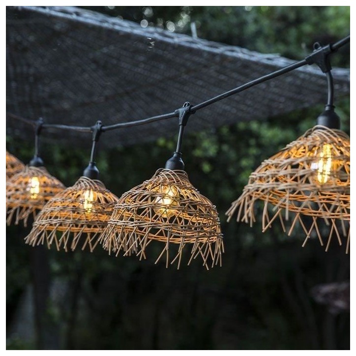 Guirlande lumineuse - LUMISKY - Hawaii Light - Raccordable - Extérieur - Abat-jour polyrotin - 10 ampoules filament E27 LED Guirlande lumineuse - LUMISKY - Hawaii Light - Raccordable - Extérieur - Abat-jour polyrotin - 10 ampoules filament E27 LED