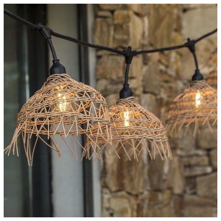 Guirlande lumineuse - LUMISKY - Hawaii Light - Raccordable - Extérieur - Abat-jour polyrotin - 10 ampoules filament E27 LED Guirlande lumineuse - LUMISKY - Hawaii Light - Raccordable - Extérieur - Abat-jour polyrotin - 10 ampoules filament E27 LED