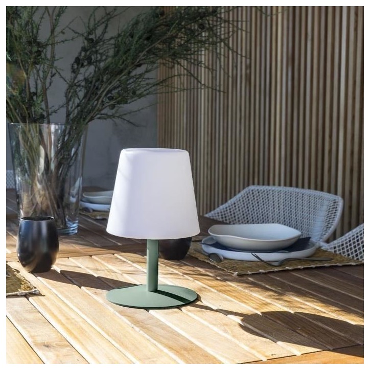 Lampe de table sans fil - LUMISKY - STANDY MINI Olive - H25 cm - Pied en acier vert olive - LED blanc chaud et blanc Lampe de table sans fil - LUMISKY - STANDY MINI Olive - H25 cm - Pied en acier vert olive - LED blanc chaud et blanc