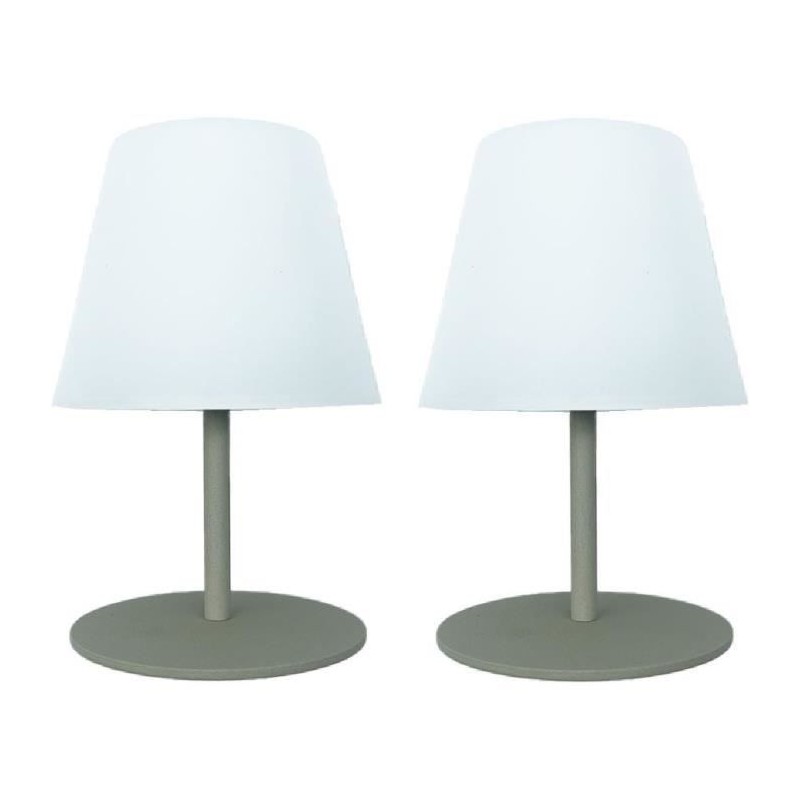 Set de 2 lampes de table sans fil - LUMISKY - TWINS - Olive - H16 cm - Set de 2 lampes de table sans fil - LUMISKY - TWINS - Olive - H16 cm -