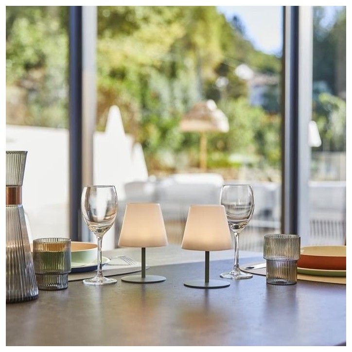 Set de 2 lampes de table sans fil - LUMISKY - TWINS - Olive - H16 cm - LED Set de 2 lampes de table sans fil - LUMISKY - TWINS - Olive - H16 cm - LED