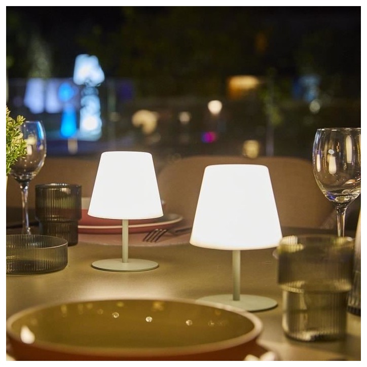 Set de 2 lampes de table sans fil - LUMISKY - TWINS - Olive - H16 cm - LED Set de 2 lampes de table sans fil - LUMISKY - TWINS - Olive - H16 cm - LED