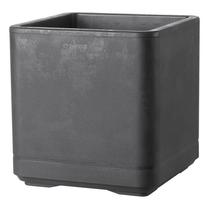 DEROMA Pot de fleurs Cube Cosmo - 38 x h39 cm - Anthracite - A réserve d'eau - Roulettes