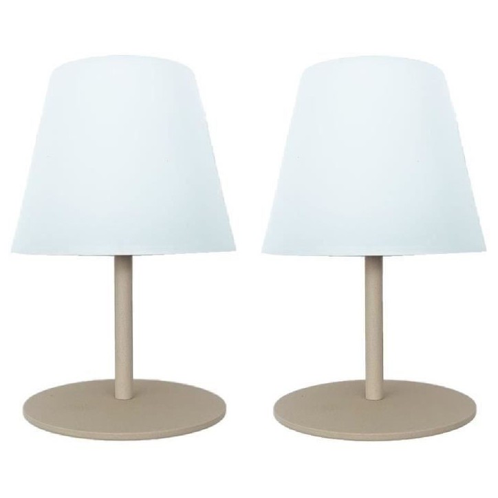 Set de 2 lampes de table sans fil - LUMISKY - TWINS - Cream - H16 cm - LED