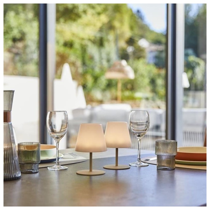 Set de 2 lampes de table sans fil - LUMISKY - TWINS - Cream - H16 cm - LED