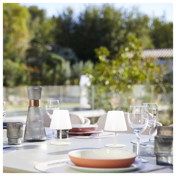 Set de 2 lampes de table sans fil - LUMISKY - TWINS - Cream - H16 cm - LED