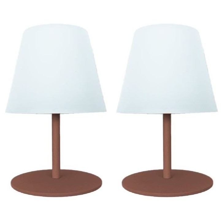 Set de 2 lampes de table sans fil - LUMISKY - TWINS - Terracota - H16 cm - LED