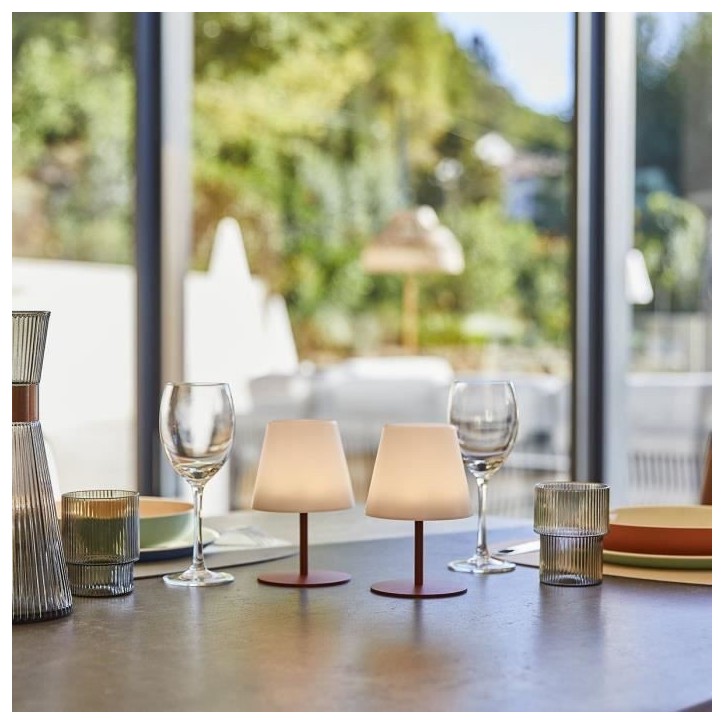 Set de 2 lampes de table sans fil - LUMISKY - TWINS - Terracota - H16 cm - LED