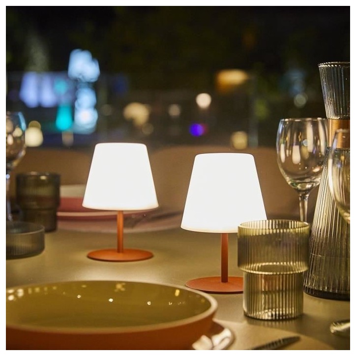 Set de 2 lampes de table sans fil - LUMISKY - TWINS - Terracota - H16 cm - LED