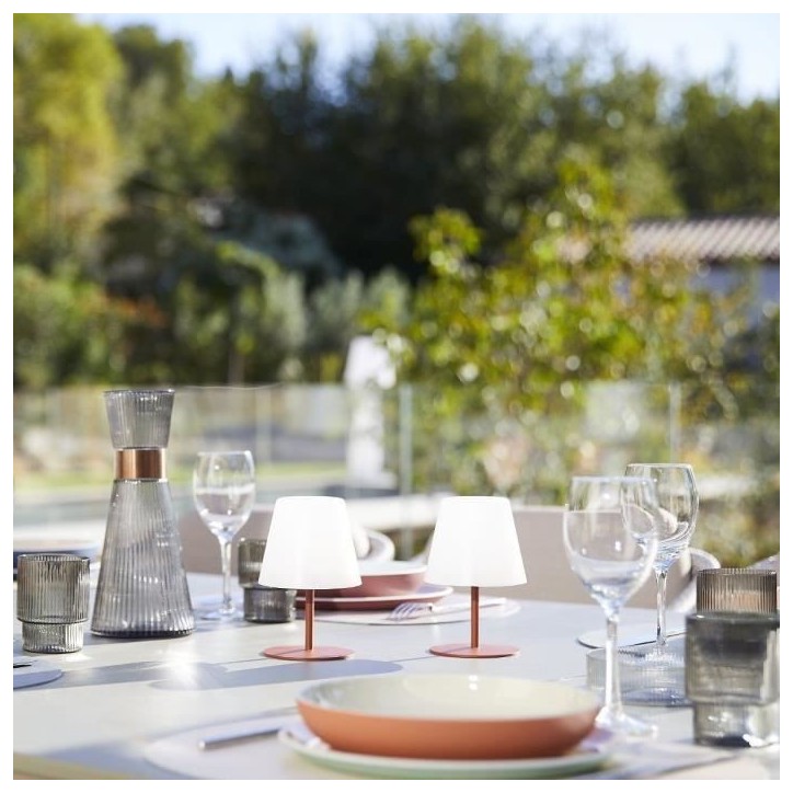 Set de 2 lampes de table sans fil - LUMISKY - TWINS - Terracota - H16 cm - LED