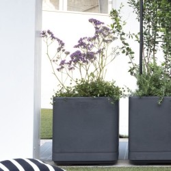 DEROMA Pot de fleurs Cube Cosmo - 38 x h39 cm - Anthracite - A réserv