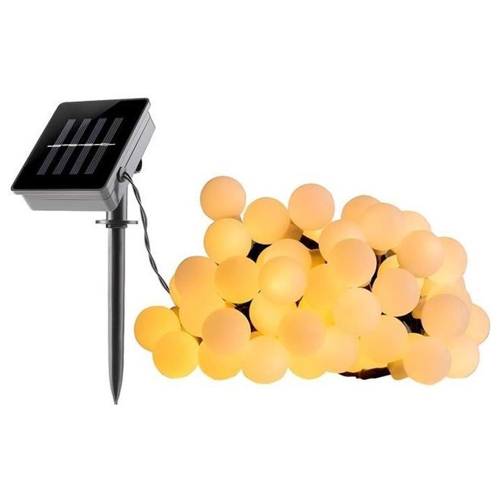 Guirlande lumineuse solaire Billy - LUMI JARDIN - 60 LED - 6,9 cm - Blanc chaud