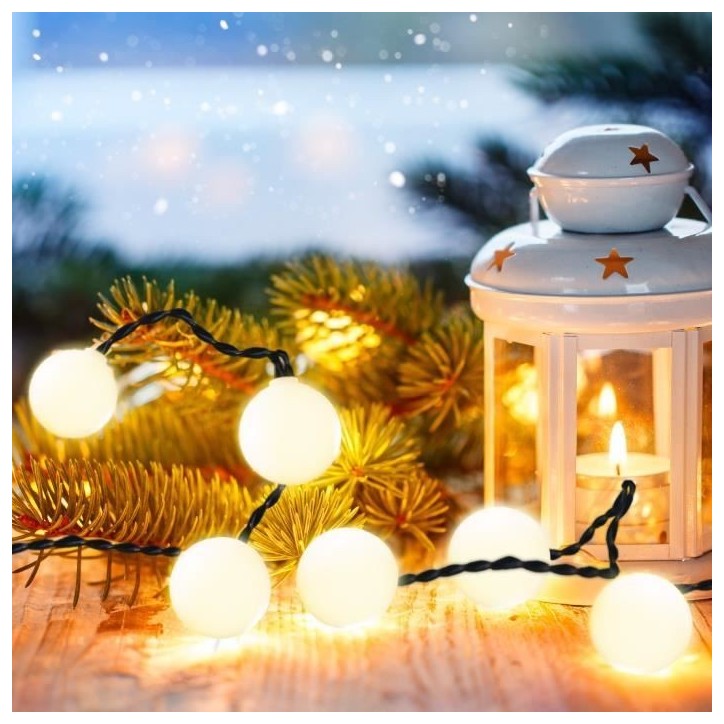 Guirlande lumineuse solaire Billy - LUMI JARDIN - 60 LED - 6,9 cm - Blanc chaud