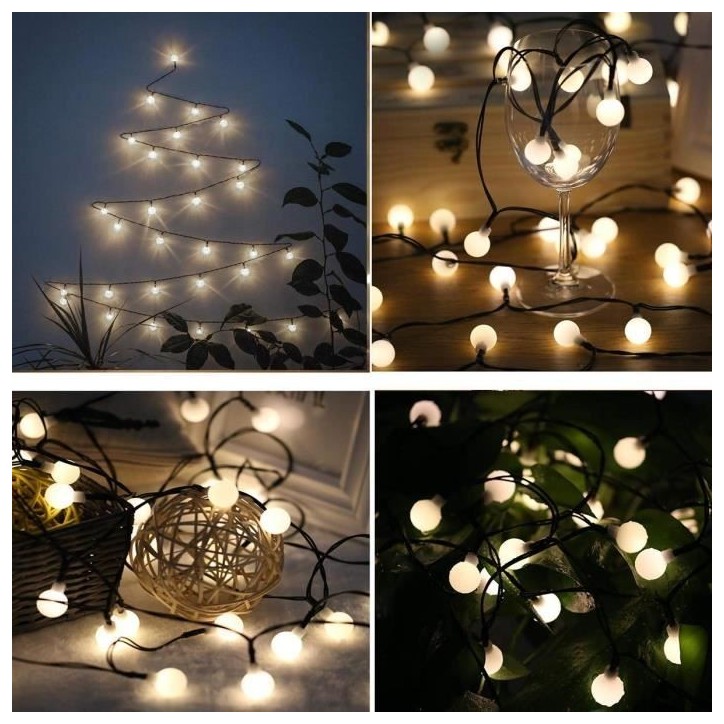 Guirlande lumineuse solaire Billy - LUMI JARDIN - 60 LED - 6,9 cm - Blanc chaud