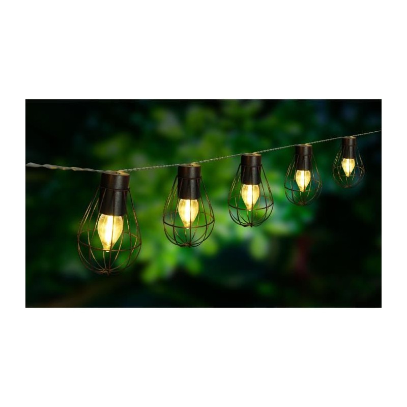 Guirlande solaire cage Keny - LUMIJARDIN - 10 ampoules LED - 3,8 m - E Guirlande solaire cage Keny - LUMIJARDIN - 10 ampoules LED - 3,8 m - E