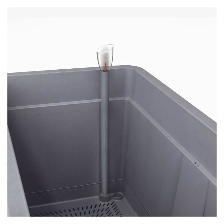 DEROMA Pot de fleurs Cube Cosmo - 38 x h39 cm - Anthracite - A réserve d'eau - Roulettes