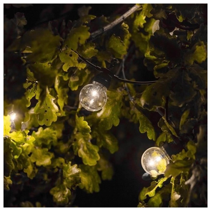 Guirlande lumineuse extérieure connectable Party Clear - LUMI JARDIN - 20 globes guinguette LED - Blanc chaud