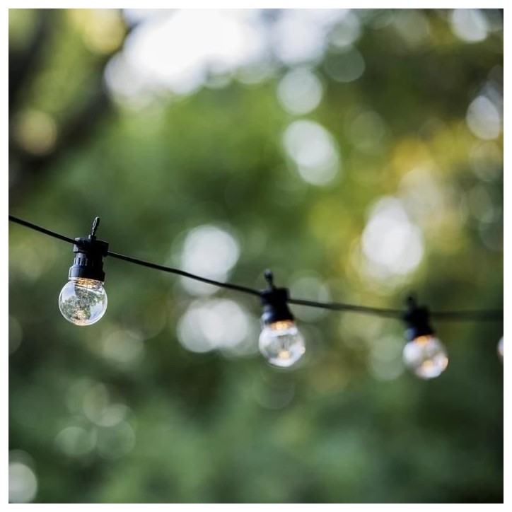 Guirlande lumineuse extérieure connectable Party Clear - LUMI JARDIN - 20 globes guinguette LED - Blanc chaud