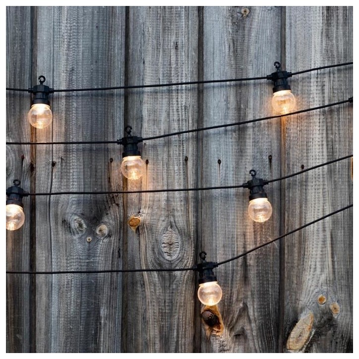 Guirlande lumineuse extérieure connectable Party Clear - LUMI JARDIN - 20 globes guinguette LED - Blanc chaud