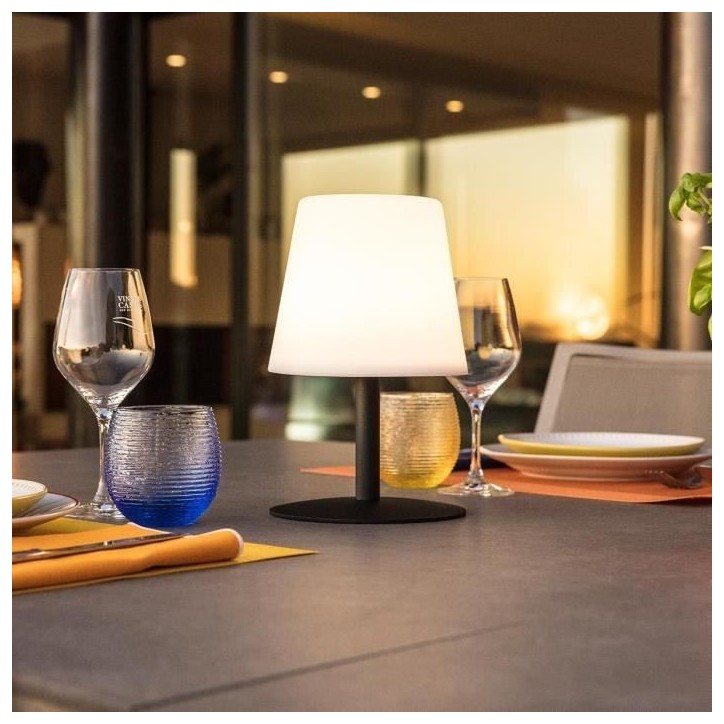 Lampe de table sans fil - LUMISKY - STANDY MINI Dark - H25 cm - Pied en acier noir - LED blanc chaud et blanc Lampe de table sans fil - LUMISKY - STANDY MINI Dark - H25 cm - Pied en acier noir - LED blanc chaud et blanc