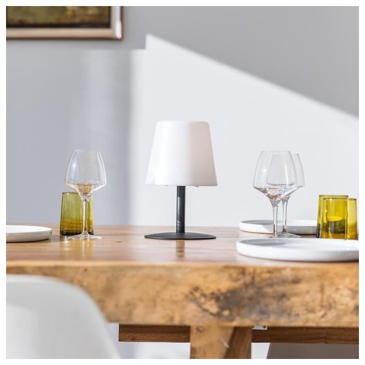 Lampe de table sans fil - LUMISKY - STANDY MINI Dark - H25 cm - Pied en acier noir - LED blanc chaud et blanc Lampe de table sans fil - LUMISKY - STANDY MINI Dark - H25 cm - Pied en acier noir - LED blanc chaud et blanc