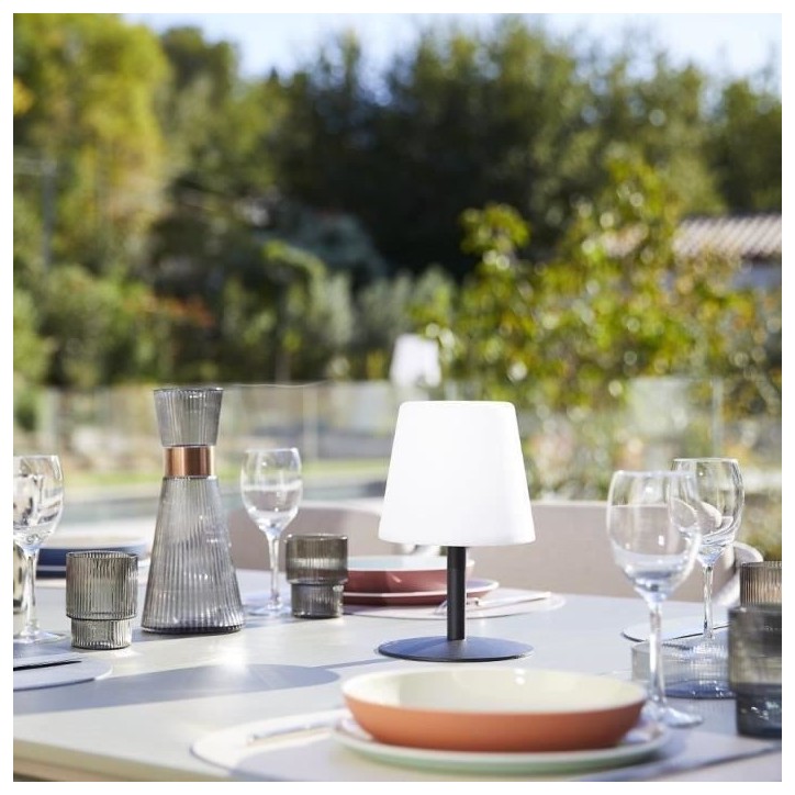 Lampe de table sans fil - LUMISKY - STANDY MINI Dark - H25 cm - Pied en acier noir - LED blanc chaud et blanc Lampe de table sans fil - LUMISKY - STANDY MINI Dark - H25 cm - Pied en acier noir - LED blanc chaud et blanc