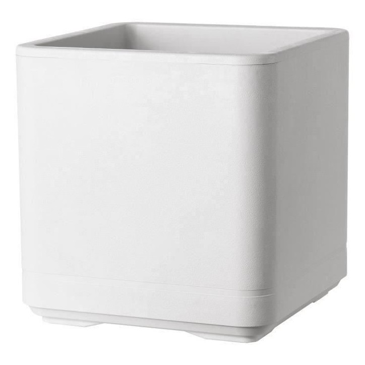 DEROMA Pot de fleurs Cube Cosmo - 38 x h39 cm - Perle - A réserve d'eau - Roulettes DEROMA Pot de fleurs Cube Cosmo - 38 x h39 cm - Perle - A réserve d'eau - Roulettes