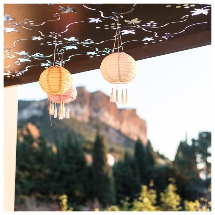 Lot de 3 lampions solaires - LUMISKY - SHANGRI LA - H20 cm - Rose, creme et orange - LED blanc chaud Lot de 3 lampions solaires - LUMISKY - SHANGRI LA - H20 cm - Rose, creme et orange - LED blanc chaud