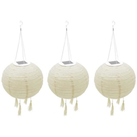 Suspension solaire LED - LUMISKY - HIMALAYA - Ø30cm - Beige, creme et