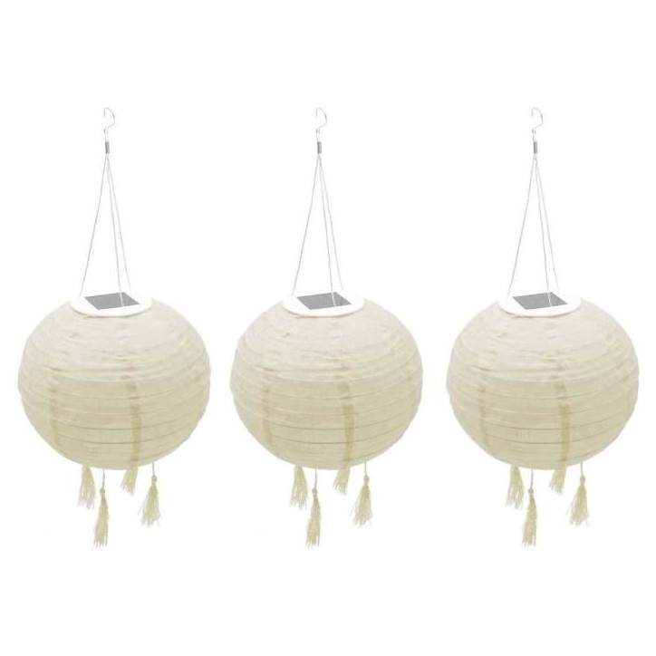 Suspension solaire LED - LUMISKY - HIMALAYA - Ø30cm - Beige, creme et mariage festif - Autonomie 8h Suspension solaire LED - LUMISKY - HIMALAYA - Ø30cm - Beige, creme et mariage festif - Autonomie 8h