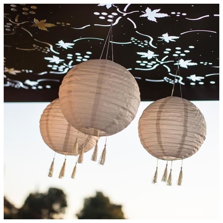 Suspension solaire LED - LUMISKY - HIMALAYA - Ø30cm - Beige, creme et mariage festif - Autonomie 8h Suspension solaire LED - LUMISKY - HIMALAYA - Ø30cm - Beige, creme et mariage festif - Autonomie 8h