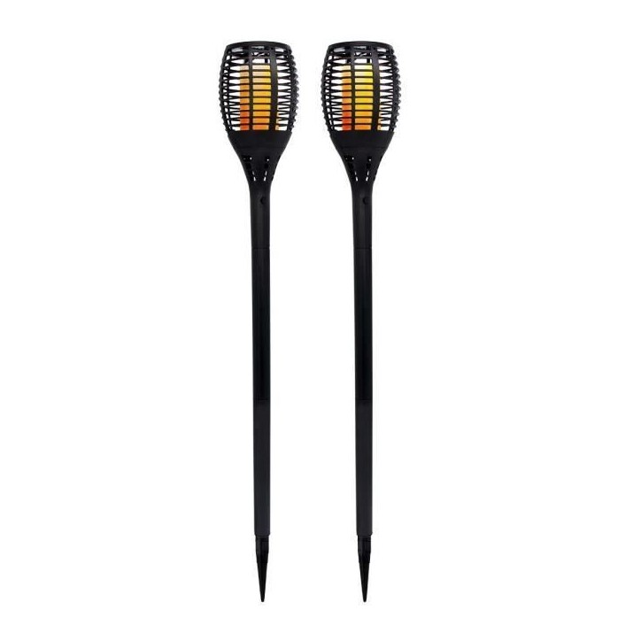Lot de 2 mini torches solaires Maity Sun - LUMI JARDIN - LED - H 70 cm - Blanc chaud Lot de 2 mini torches solaires Maity Sun - LUMI JARDIN - LED - H 70 cm - Blanc chaud