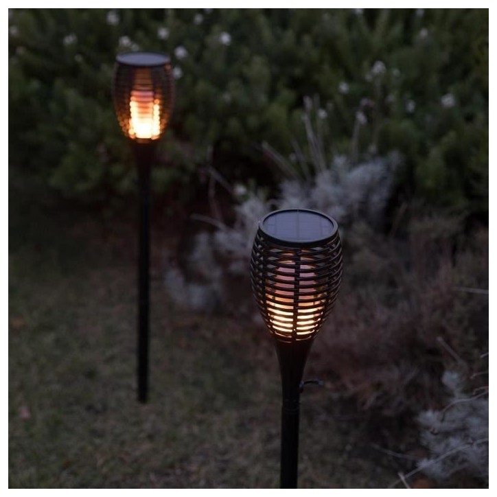 Lot de 2 mini torches solaires Maity Sun - LUMI JARDIN - LED - H 70 cm - Blanc chaud Lot de 2 mini torches solaires Maity Sun - LUMI JARDIN - LED - H 70 cm - Blanc chaud