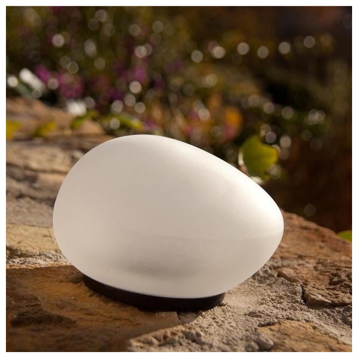 Lampe solaire décorative galet - LUMISKY - SOLENZARA - Ø16 cm - LED blanc
