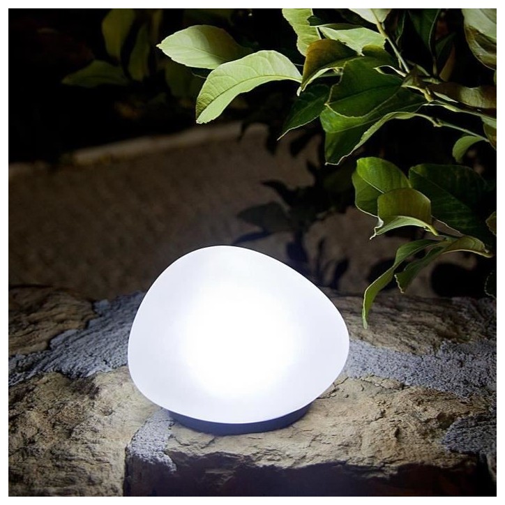 Lampe solaire décorative galet - LUMISKY - SOLENZARA - Ø16 cm - LED blanc