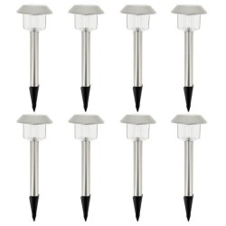Lot de 8 balises solaires LED blanc froid - ALESIA - LUMISKY - Métal