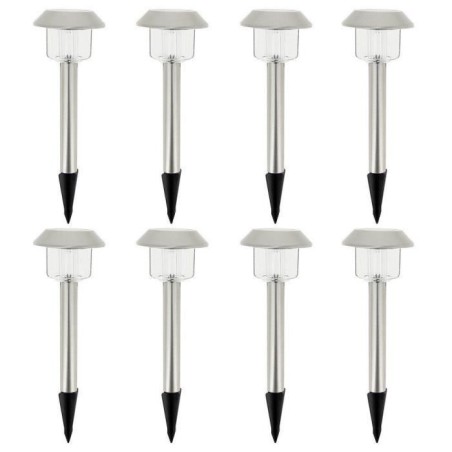 Lot de 8 balises solaires LED blanc froid - ALESIA - LUMISKY - Métal