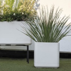 DEROMA Pot de fleurs Cube Cosmo - 38 x h39 cm - Perle - A réserve d'e
