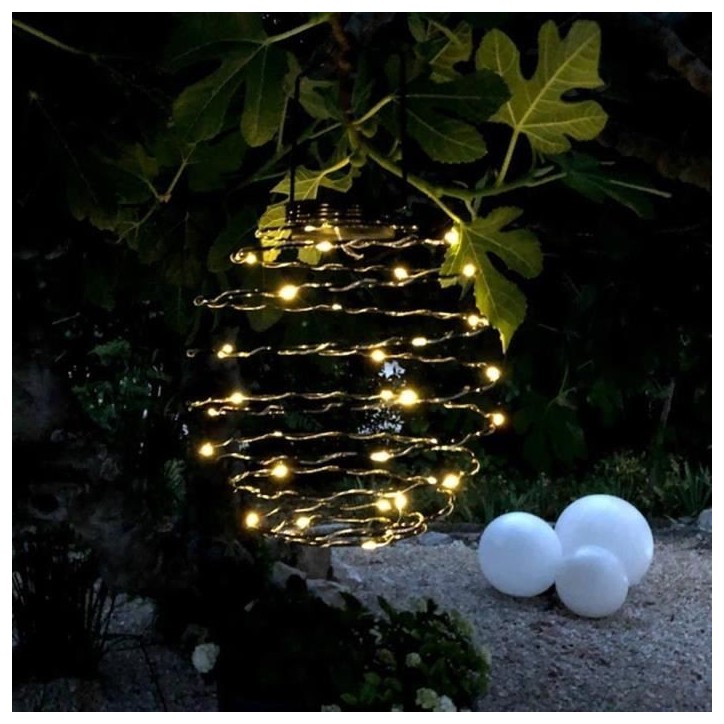 Suspension solaire - LUMISKY - ORION - H37 cm - Spirale micro - LED blanc chaud