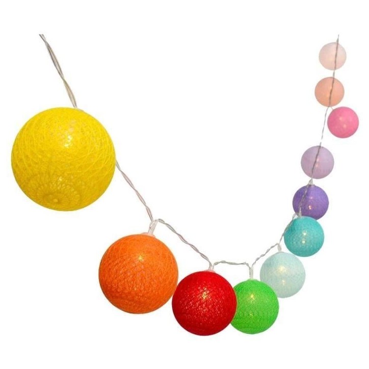 Guirlande lumineuse solaire - LUMISKY - MIMY COLORS SOLAR - 3.80 m - Boules de coton - 10 ampoules - LED blanc chaud Guirlande lumineuse solaire - LUMISKY - MIMY COLORS SOLAR - 3.80 m - Boules de coton - 10 ampoules - LED blanc chaud