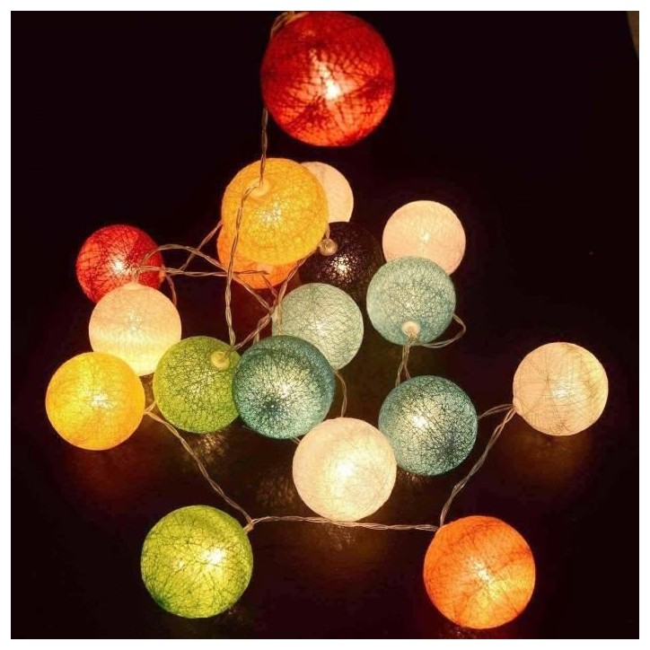 Guirlande lumineuse solaire - LUMISKY - MIMY COLORS SOLAR - 3.80 m - Boules de coton - 10 ampoules - LED blanc chaud Guirlande lumineuse solaire - LUMISKY - MIMY COLORS SOLAR - 3.80 m - Boules de coton - 10 ampoules - LED blanc chaud
