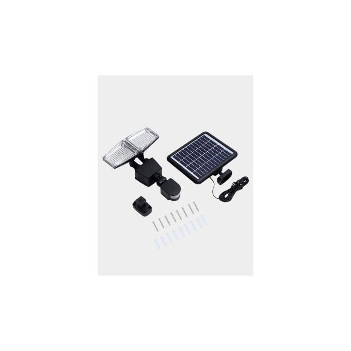 Projecteur solaire 2 tetes LED Douglas H23cm avec détecteur de mouvement - LUMI JARDIN Projecteur solaire 2 tetes LED Douglas H23cm avec détecteur de mouvement - LUMI JARDIN