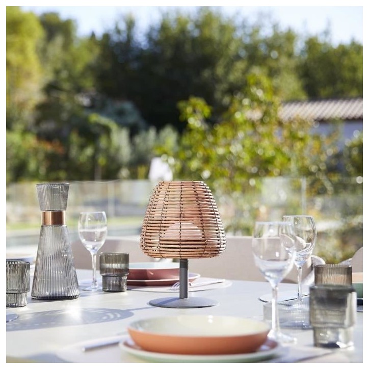 Lampe de table sans fil - LUMISKY - BOHEME - H25 cm - Rotin naturel - LED blanc chaud et blanc Lampe de table sans fil - LUMISKY - BOHEME - H25 cm - Rotin naturel - LED blanc chaud et blanc