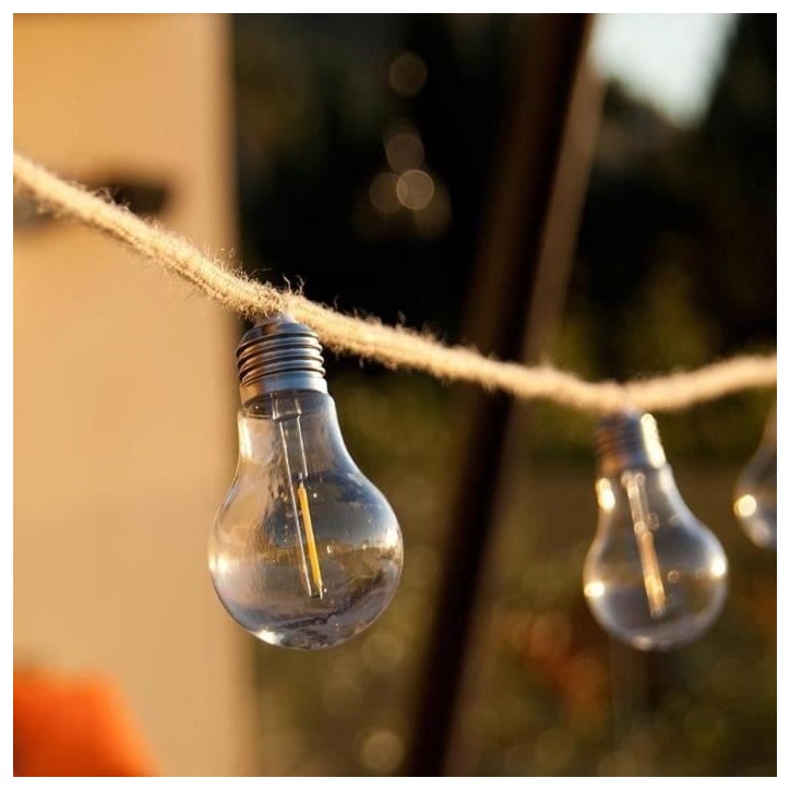 Guirlande lumineuse extérieur - LUMISKY - FANTASY CORD - 7.70 m - 10 ampoules filament transparentes - LED blanc chaud Guirlande lumineuse extérieur - LUMISKY - FANTASY CORD - 7.70 m - 10 ampoules filament transparentes - LED blanc chaud