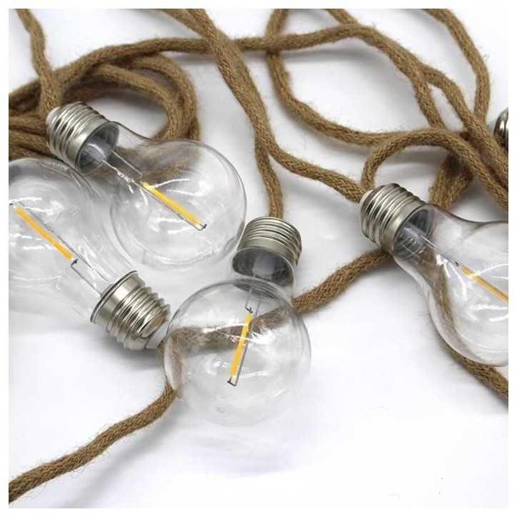 Guirlande lumineuse extérieur - LUMISKY - FANTASY CORD - 7.70 m - 10 ampoules filament transparentes - LED blanc chaud Guirlande lumineuse extérieur - LUMISKY - FANTASY CORD - 7.70 m - 10 ampoules filament transparentes - LED blanc chaud