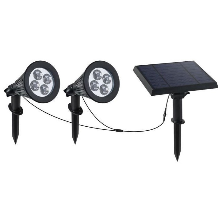 Spot solaire LED - LUMI JARDIN - Family Spiky - 3 W - Blanc froid - PVC - Noir