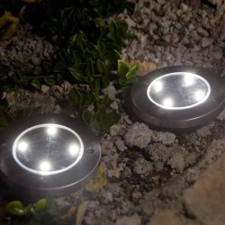 Lot de 8 spots solaires ronds inox encastrable ou a piquer - LUMISKY -