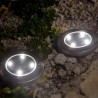 Lot de 8 spots solaires ronds inox encastrable ou a piquer - LUMISKY -
