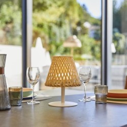 Lampe de table sans fil - LUMISKY - IBIZA - H26 cm - Bambou naturel -